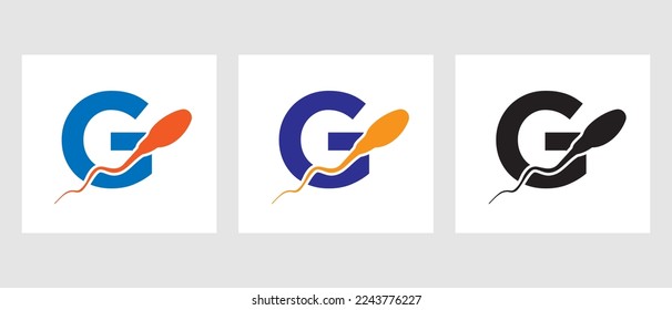 Plantilla de logotipo de celda G esperma. Sperm Bank Medical Symbol