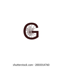 Letter G  with spider web icon design template vector illustration