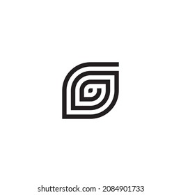 letter G spiral leaf simple symbol logo vector
