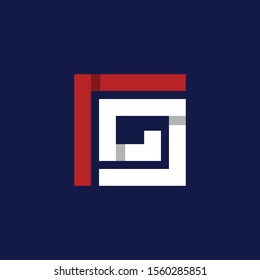 Letter G Square Monogram Creative Abstract Modern Logo
