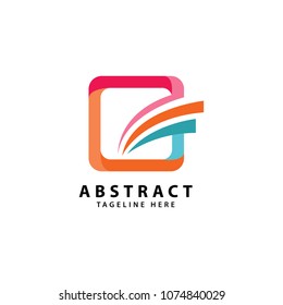 letter G square - vector business logo concept illustration. Colored with abstract shapes.