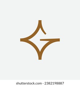 letter G star gold mark initial luxury logo design