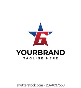 letter G star logo template design on white background. star logo design concept template