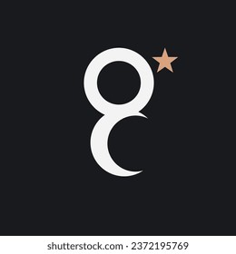 Letter G star and moon monogram logo, simple night g logo vector for business, brand Identity, personal logo