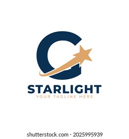 Letter G with Star Swoosh Logo Design. Suitable for Start up, Logistic, Business Logo Template