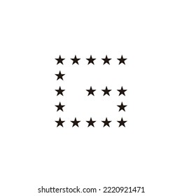 Letter G stars, square geometric symbol simple logo vector