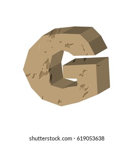 Letter G stone font. Rock alphabet symbol. Stones crag ABC sign
