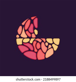 Letter G Stone Mosaic Colorful Logo