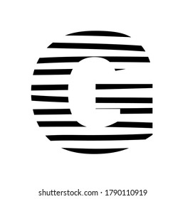 Letter G - striped mottled font - isolated, vector illustration