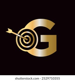 Letter G Success Logo Combine with Bow Target  Icon