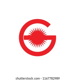 letter g sun light geometric logo vector