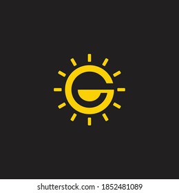 letter g sun moon geometric design logo vector