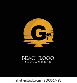 Letter G Sunset, logo design Vector illustration