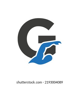 Letter G Swimming Logo Design. Swimming Club Symbol Vector Template