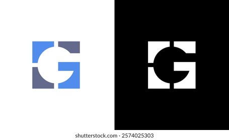 Letter G Swoosh Logo With Creative Curved Swoosh Icon Vector. Initial Letter G Logo. White and black Background. Usable for Business and Branding Logos. Flat