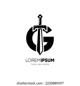 Letter G Sword Logo Design Vector Icon Graphic Emblem Illustration