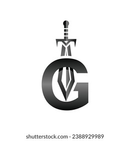 Letter G Sword weapon logo vector illustration, abstract vector illustration, Daggers and Knifes, logotype element for template.