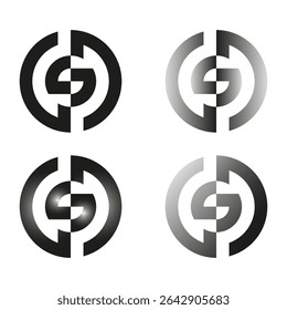 Símbolo da letra G. Forma de ícone circular. Emblema de contraste vetorial. Objetos de estilo de gradiente.