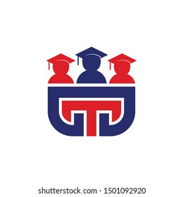 Letter G and T Graduation Student Logo. Education Symbol. University Icon vector.