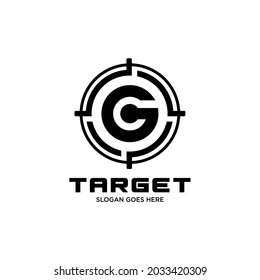 letter G target logo. vector illustration of target circle and letter G. suitable for initial G . business logo