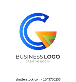 Buchstabe G Tech-Logo, Buchstabe G und Technologie, Kombinationslogo mit 3D-farbigem Stil