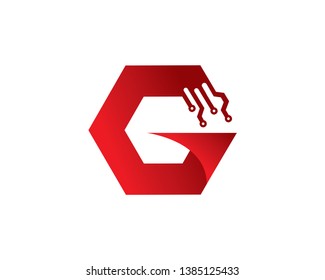 Letter G Tech Logo Template, Icon, Symbol - Vector