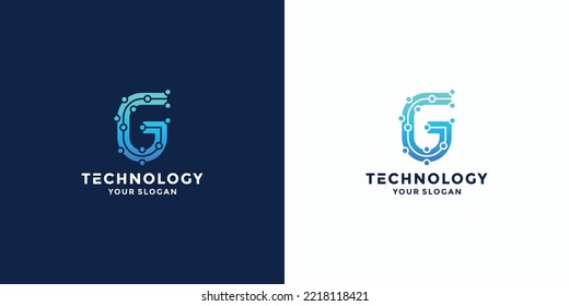 letter G technology logo design with gradient color