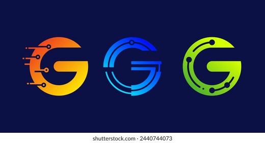 letter G technology logo design for business, digital, technology, media, data