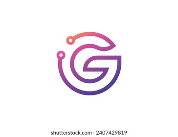 Letter G Technology vector monogram logo design template. Letter G molecule, Science and Bio technology Vector logo