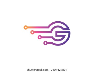 Letter G Technology vector monogram logo design template. Letter G molecule, Science and Bio technology Vector logo