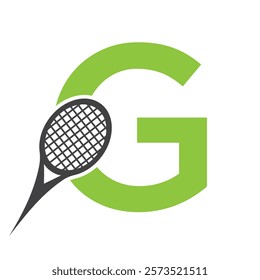 Letter G Tennis Logo. Paddle Symbol Vector Template