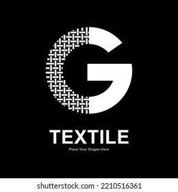 Letter G textile pattern and sewing logo vector design. Suitable for business, textile fabric, initial name, fashion, and knitting