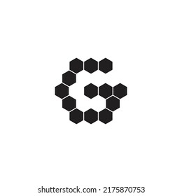 Letter G thirteen hexagons, hexagon geometric symbol simple logo vector