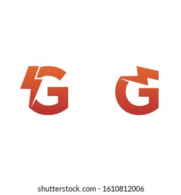 Letter G thunder power shape logo icon. Electrical Icon logo Set concept.