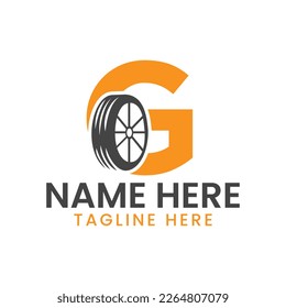 Letter G Tire Logo For Car Repair  Automotive Motor Logo Design Vector Template