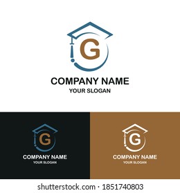 Letter G with toga hat for education business logo template