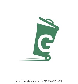 Letter G in the trash bin icon illustration template vector