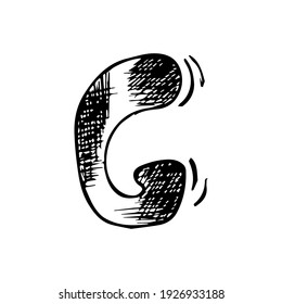 Letter G. Trendy alphabet in graphic style. Hand drawn cute colored letter G isolated on white background. Vector illustration.