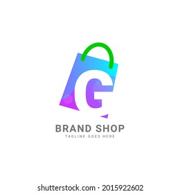 letter G trendy shopping bag vector logo design element