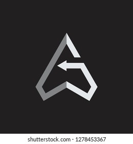 letter g triangle arrows geometric line logo vector