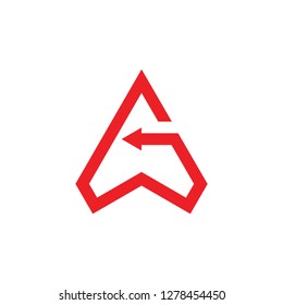 letter g triangle arrows geometric line logo vector