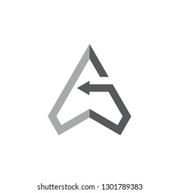 letter g triangle arrows geometric line logo vector