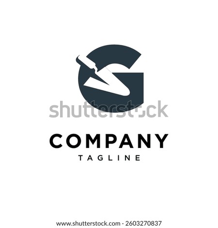 Letter G Triangle Bricklaying Trowel Logo Icon Vector