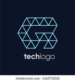Letter G Triangle Polygon Tech Logo
