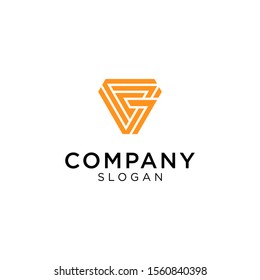 the letter G in triangles and optical illusions.  The color is orange and very elegant. Editable and easy to custom