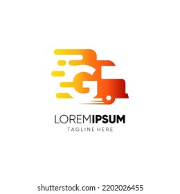 Letter G Truck Logo Design Vector Icon Graphic Emblem Illustration