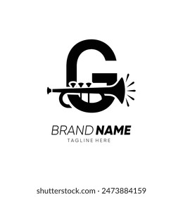 Letter G Trumpet Or Sexophone Logo Design Vector Icon Graphic Emblem Symbol Illustration