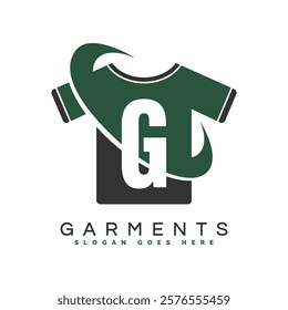 Letter G T-Shirt Logo with round Concept. Alphabet G garments moon face icon design