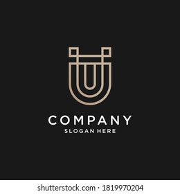 Letter G or U logo with modern abstract shape and line art style vector part 3