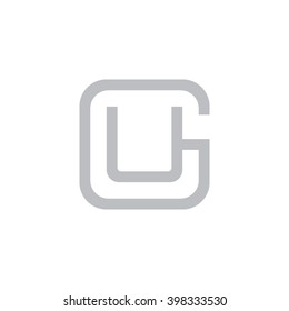 letter G and U monogram square shape logo gray